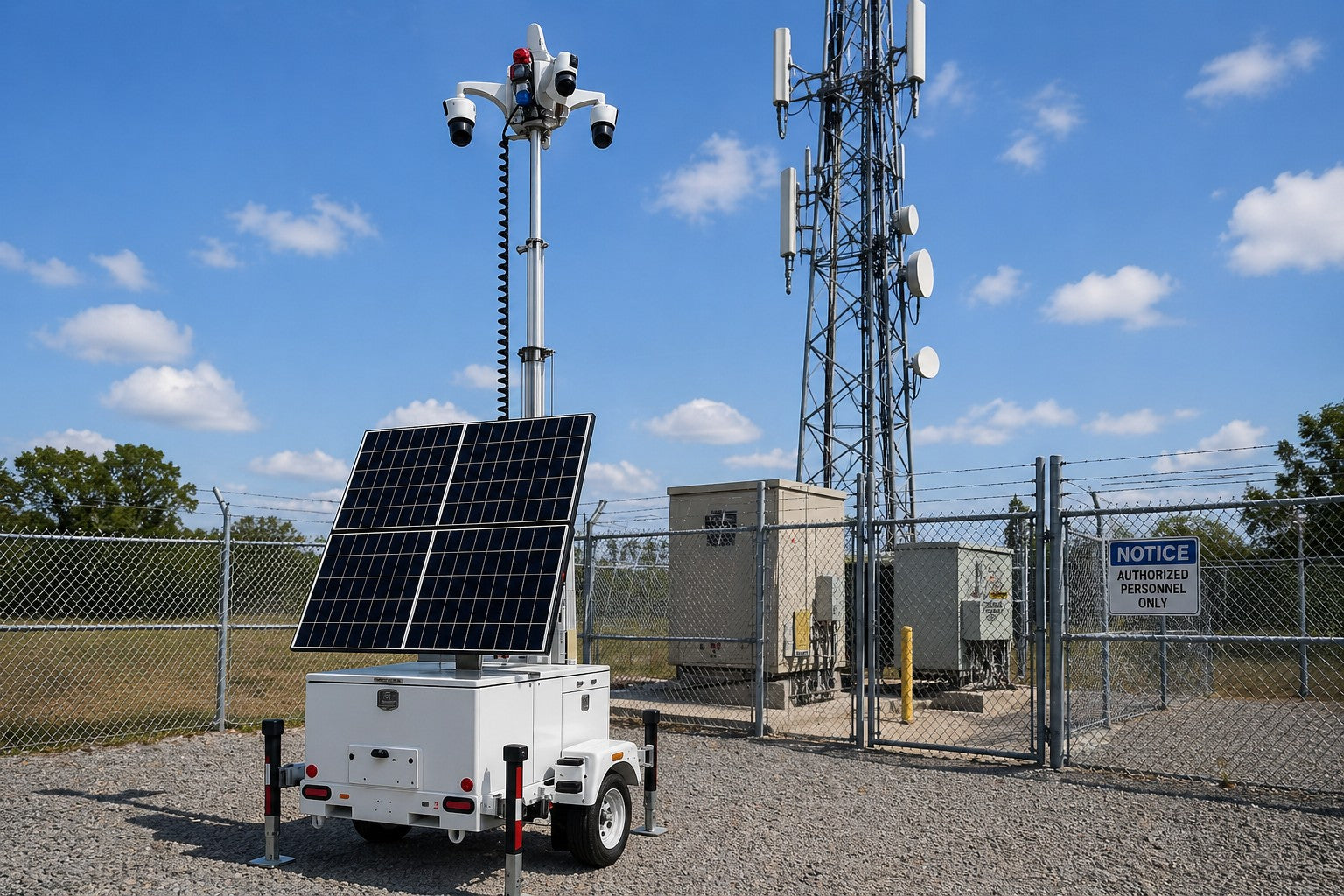 Solar AI trailer deployed at a utilities and telecom site